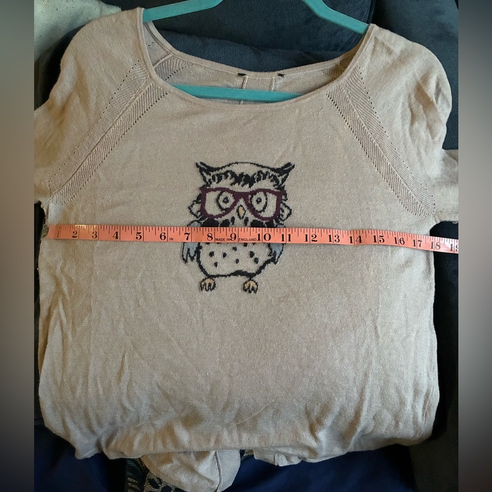 Owl Graphic Long Sleeve Sweater Top, Size S/M(tag cut out)